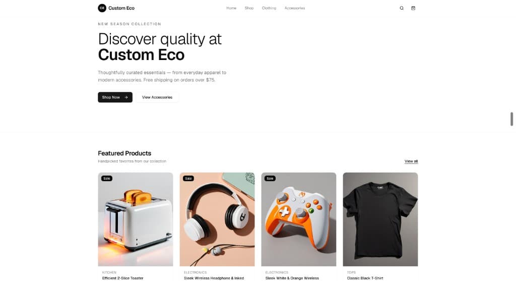 Screenshot of CustomEcom
