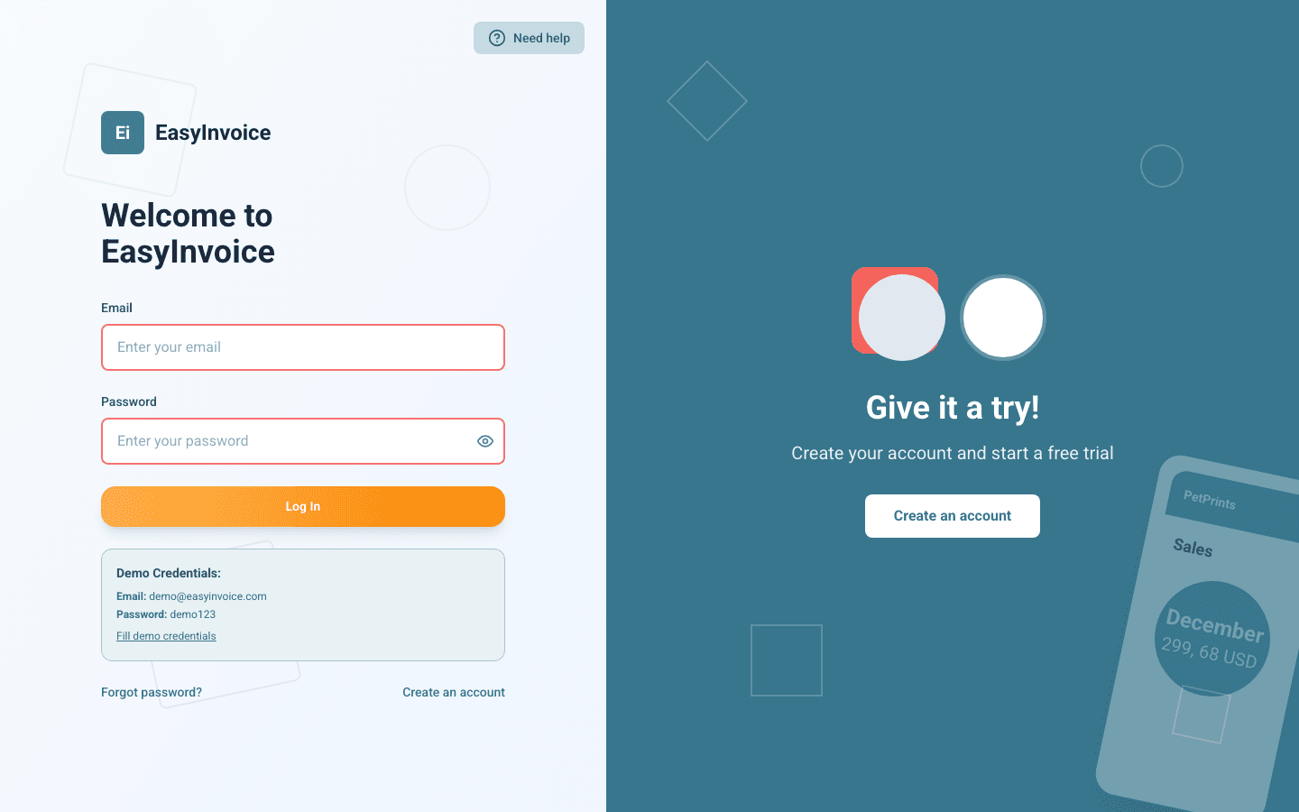 Screenshot of Invoice Management