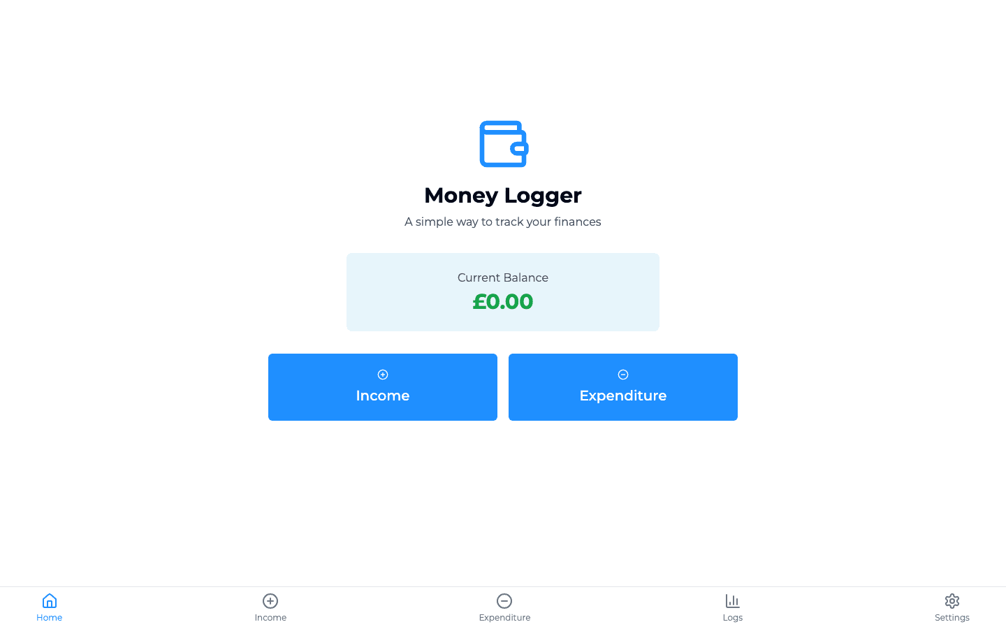 Screenshot of MoneyLogger