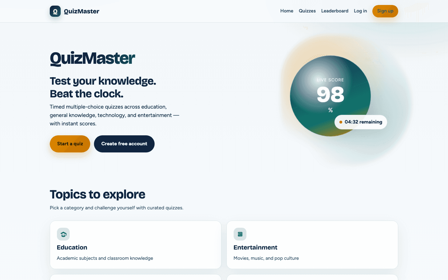 Screenshot of QuizMaster